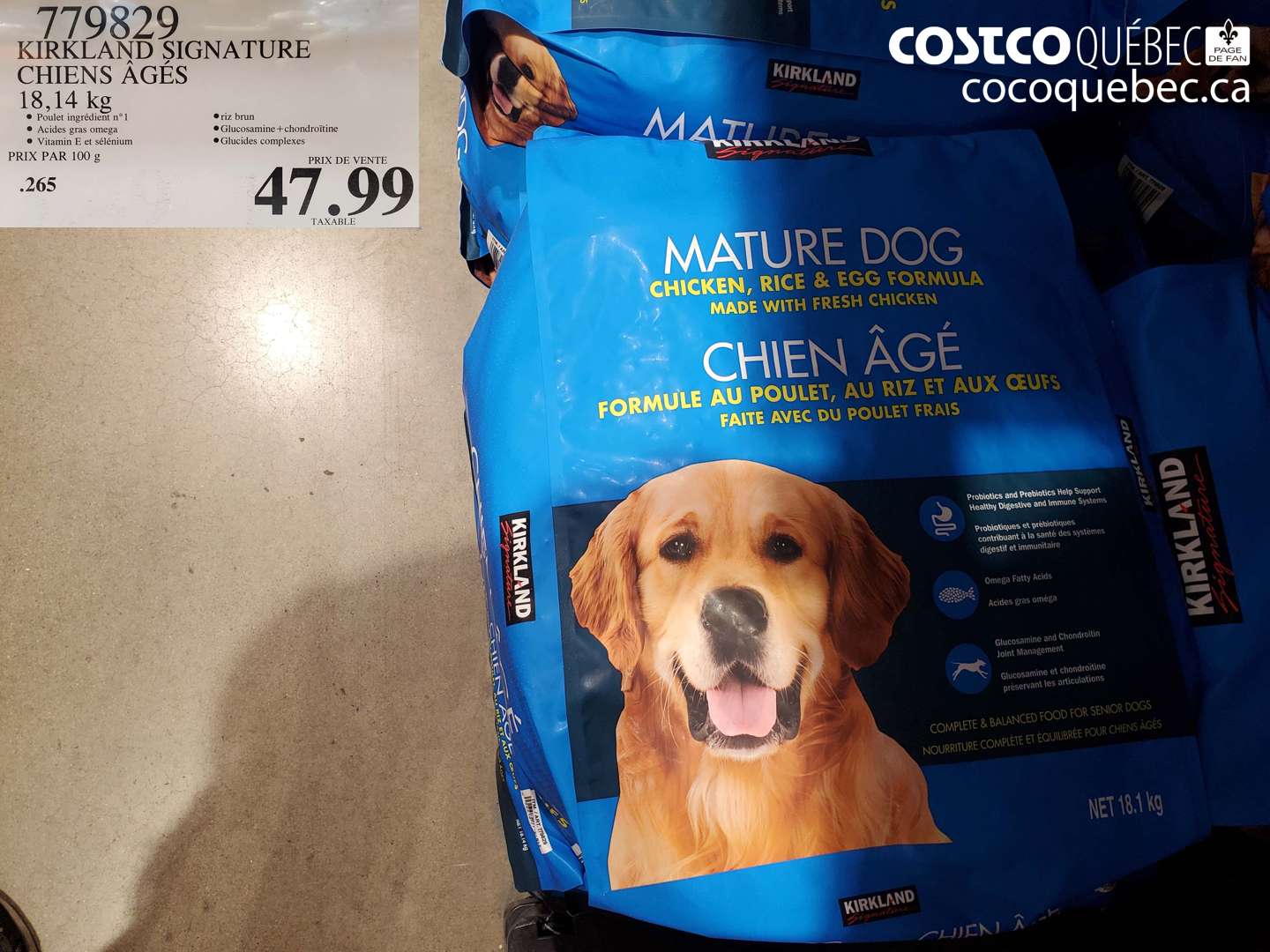779829 KIRKLAND SIGNATURE CHIENS AGES 18,14 KG $47.99