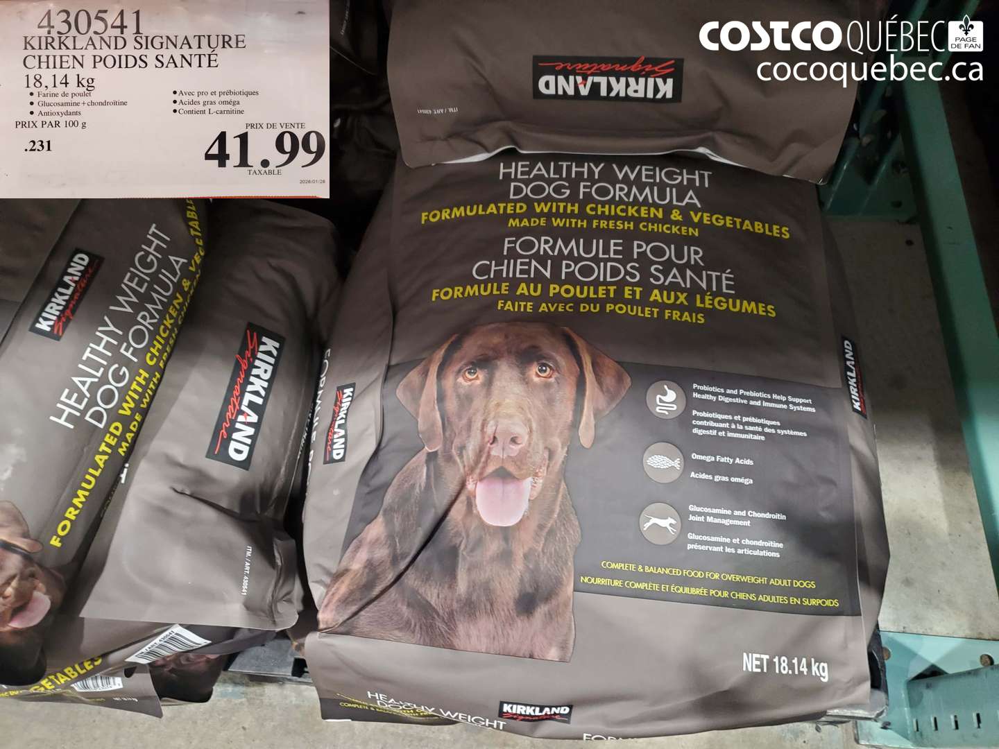 430541 KIRKLAND SIGNATURE CHIEN POIDS SANTE 18,14 KG $41.99