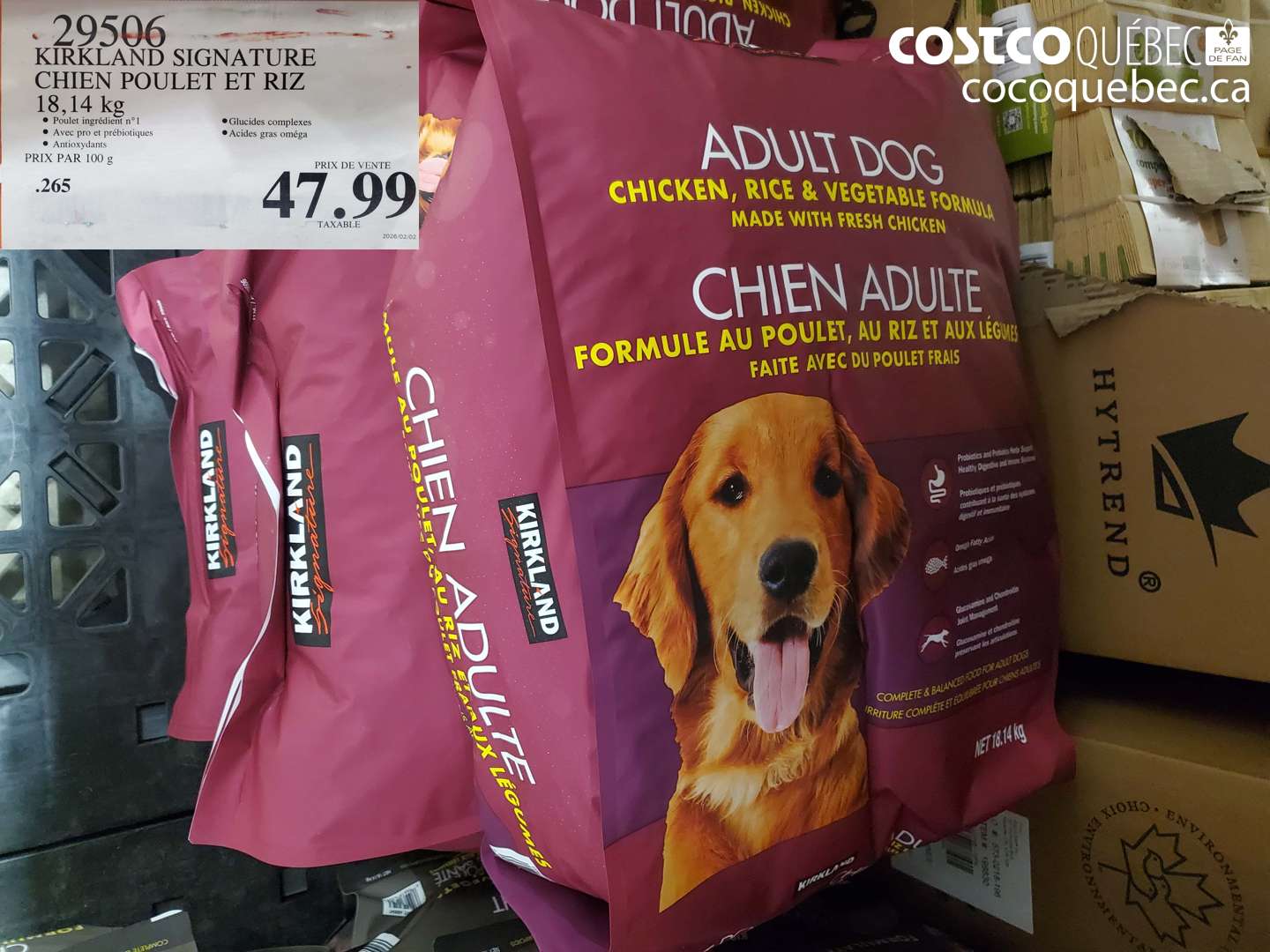 29506 KIRKLAND SIGNATURE CHIEN POULET ET RIZ 18,14 KG $47.99