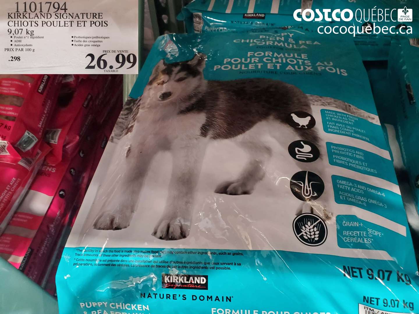 1101794 KIRKLAND SIGNATURE CHIOTS POULET ET POIS $26.99
