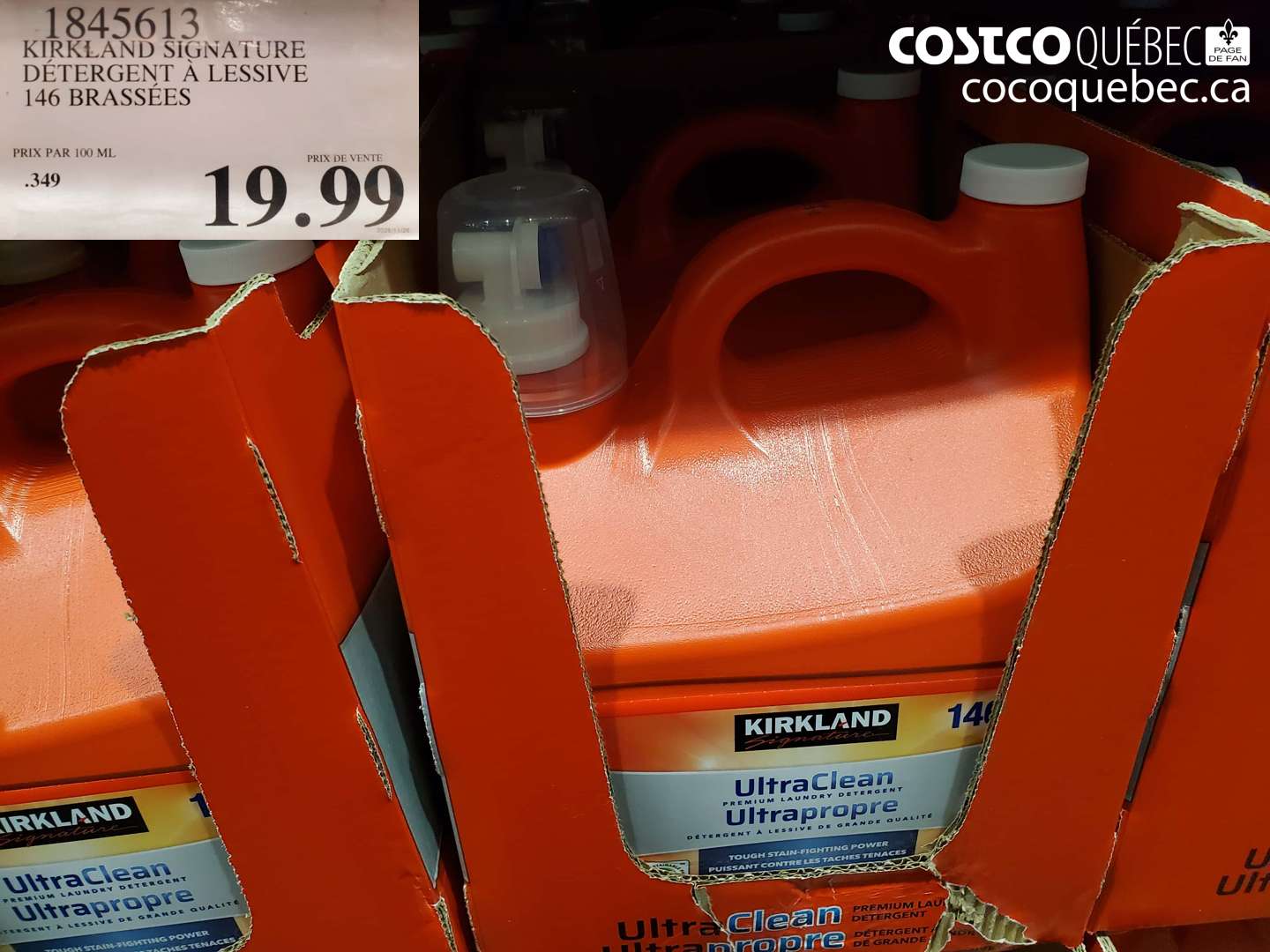 1845613 KIRKLAND SIGNATURE DÉTERGENT À LESSIVE 146 BRASSÉES $19.99