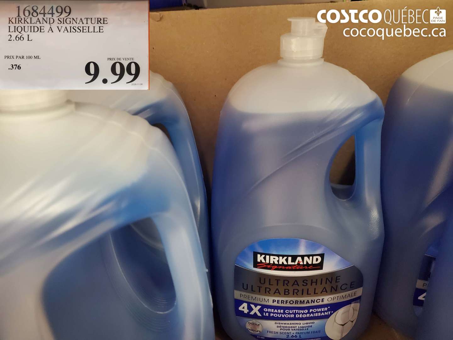 1684499 KIRKLAND SIGNATURE LIQUIDE À VAISSELLE 2.66 L $9.99