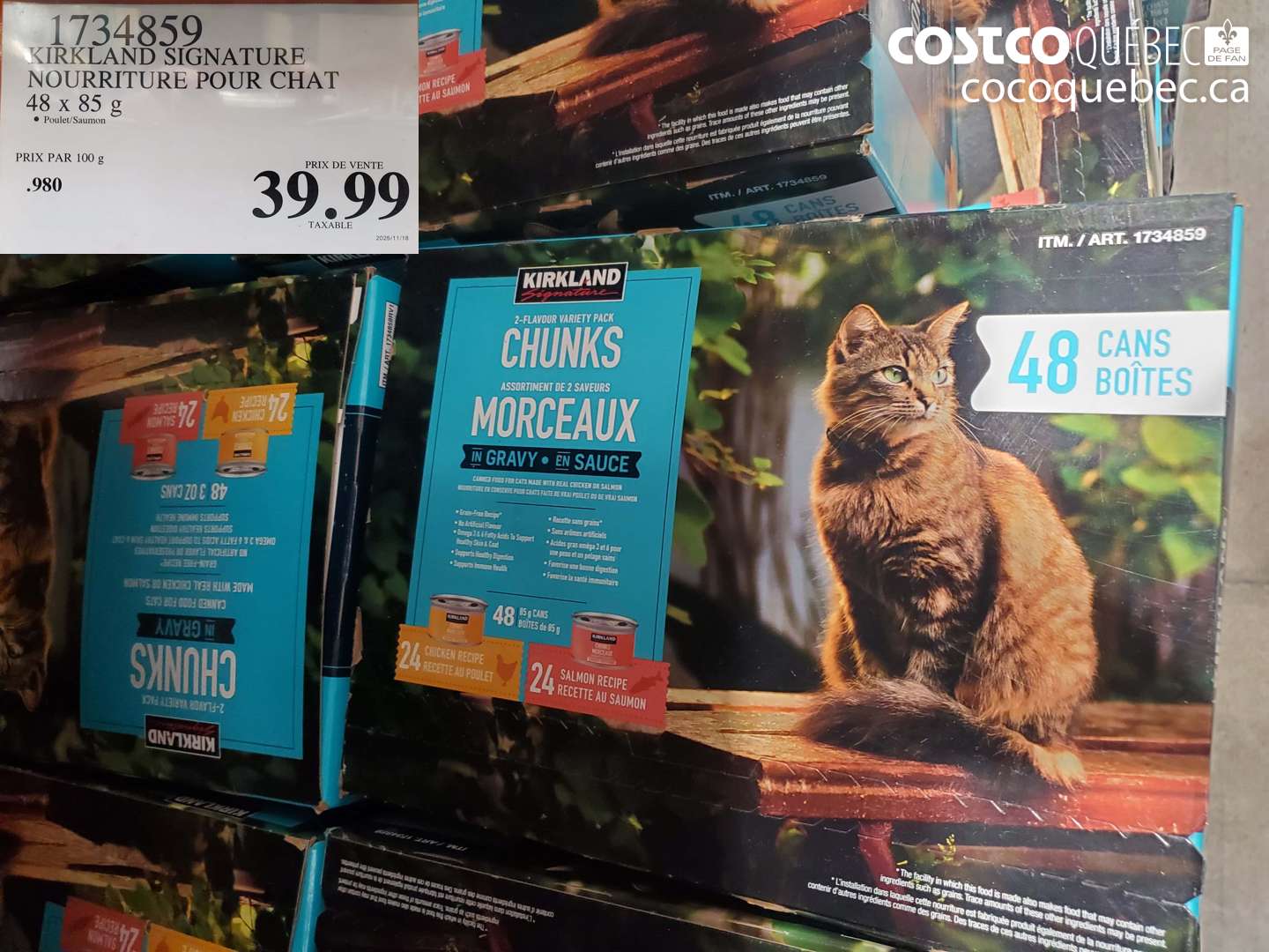 1734859 KIRKLAND SIGNATURE NOURRITURE POUR CHAT 48 X 85 G $39.99