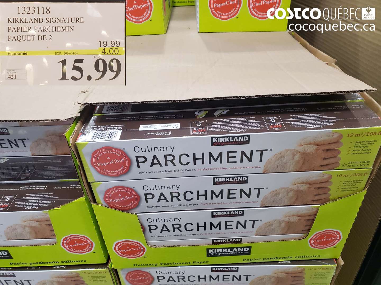 1323118 KIRKLAND SIGNATURE PAPIER PARCHEMIN PAQUET DE 2 ($4.00 INSTANT SAVINGS EXPIRES ON 2026-04-05) $15.99