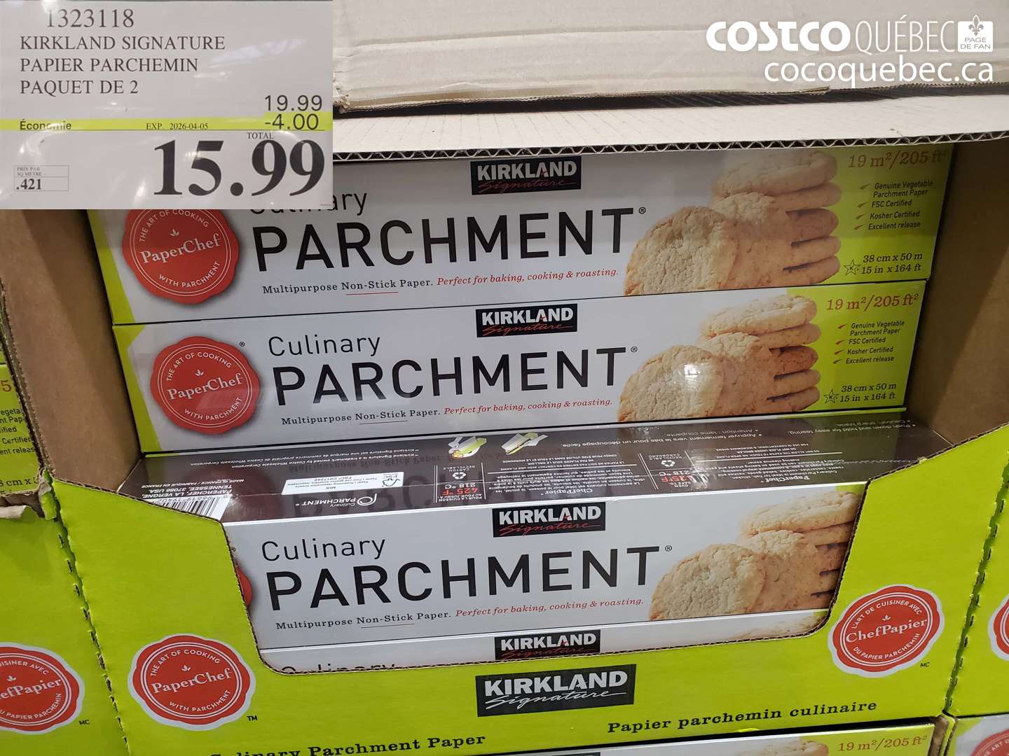 1323118 KIRKLAND SIGNATURE PAPIER PARCHIMIN PAQUET DE 2 ($4.00 INSTANT SAVINGS EXPIRES ON 2026-04-05) $15.99