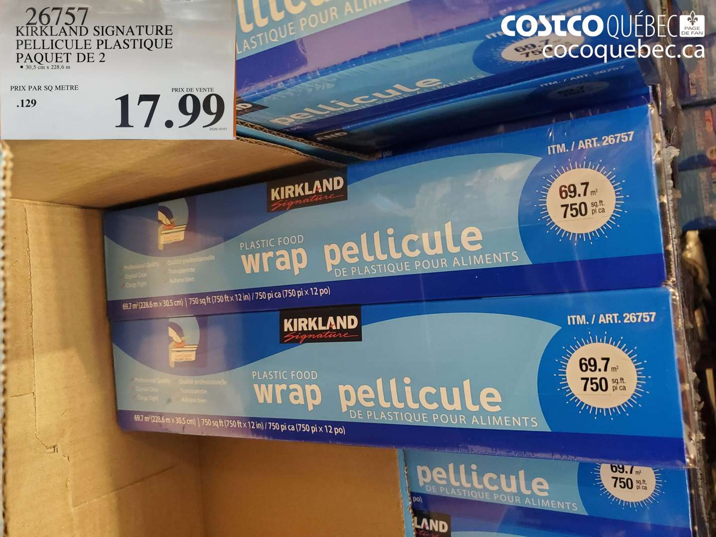 26757 KIRKLAND SIGNATURE PELLICULE PLASTIQUE PAQUET DE 2 $17.99