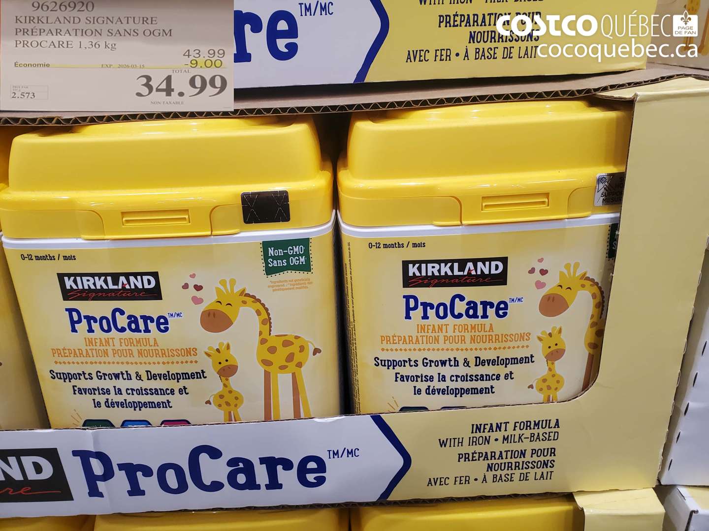 9626920 KIRKLAND SIGNATURE PRÉPARATION SANS OGM PROCARE 1,36 KG ($9.00 INSTANT SAVINGS EXPIRES ON 2026-03-15) $34.99