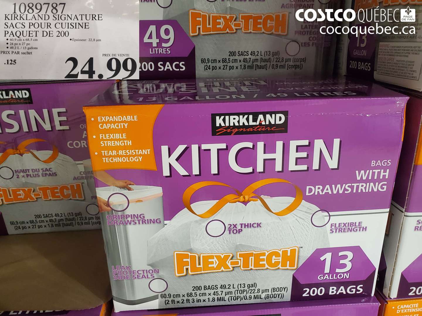 1089787 KIRKLAND SIGNATURE SACS POUR CUISINE PAQUET DE 200 $24.99