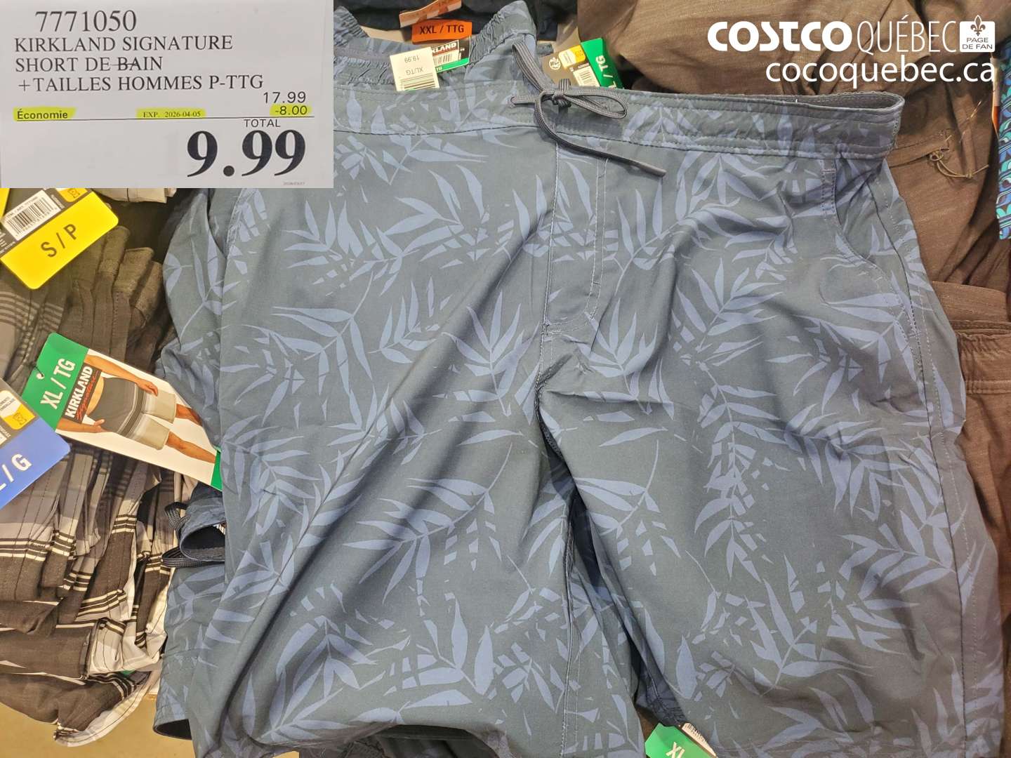 7711050 KIRKLAND SIGNATURE SHORT DE BAIN ($8.00 INSTANT SAVINGS EXPIRES ON 2026-04-05) $9.99