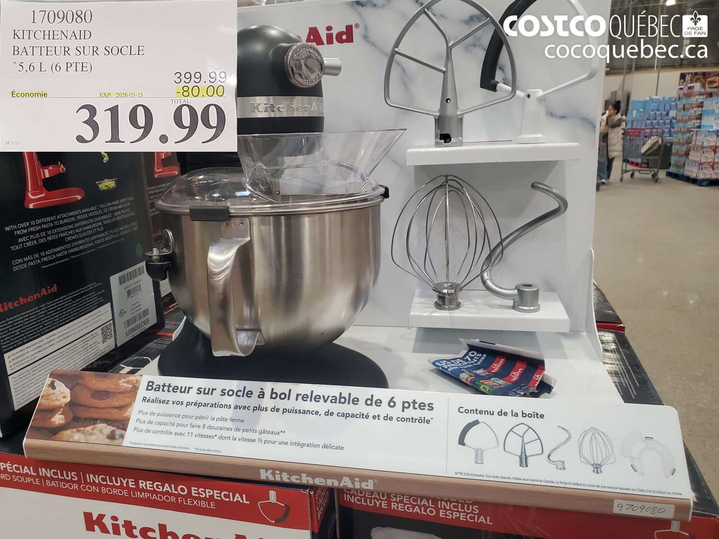 1709080 KITCHENAID BATTEUR SUR SOCLE 5,6 L (6 PTE) ($80.00 INSTANT SAVINGS EXPIRES ON 2026-03-15) $319.99