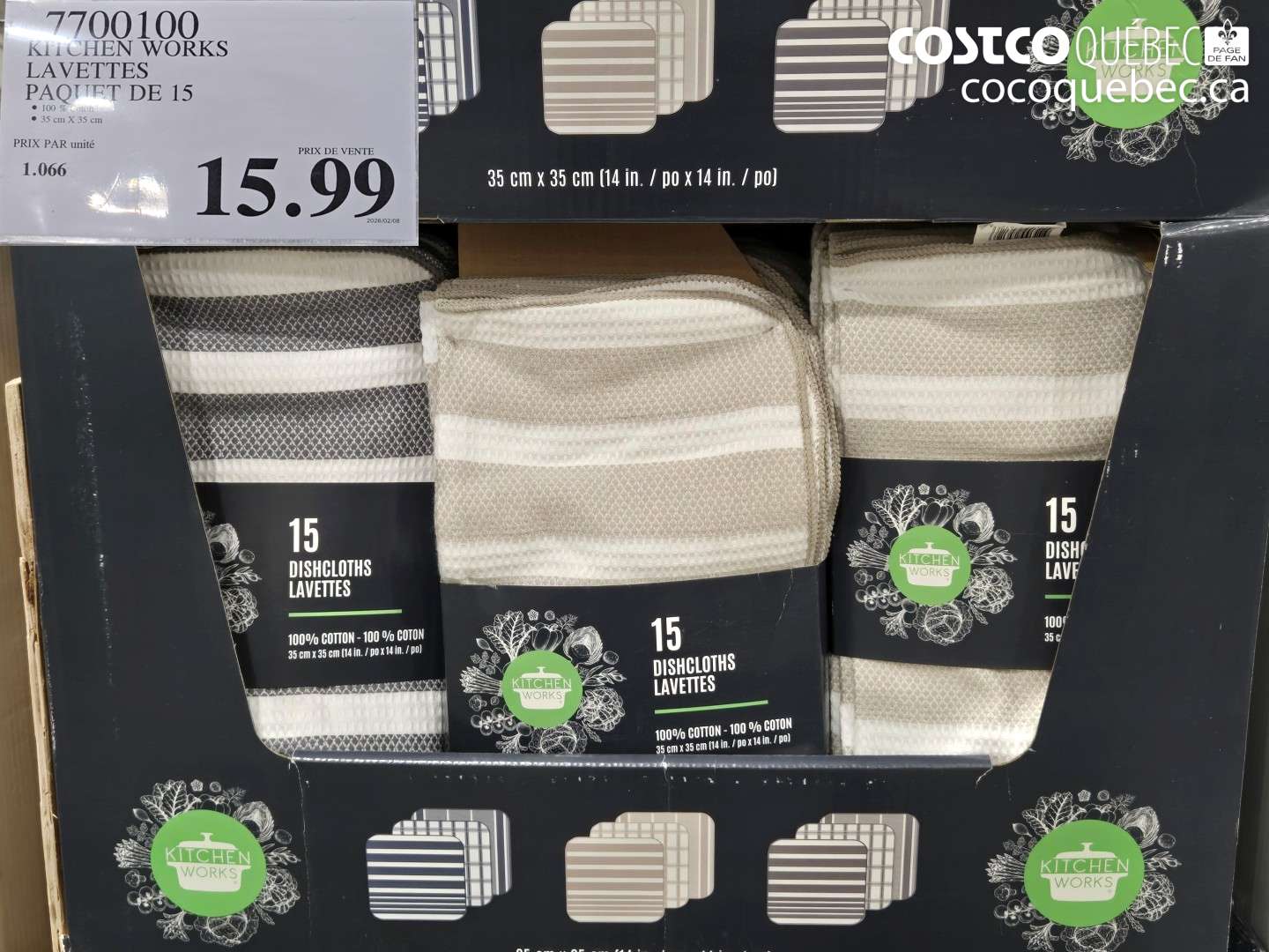 7700100 KITCHEN WORKS LAVETTES PAQUET DE 15 $15.99