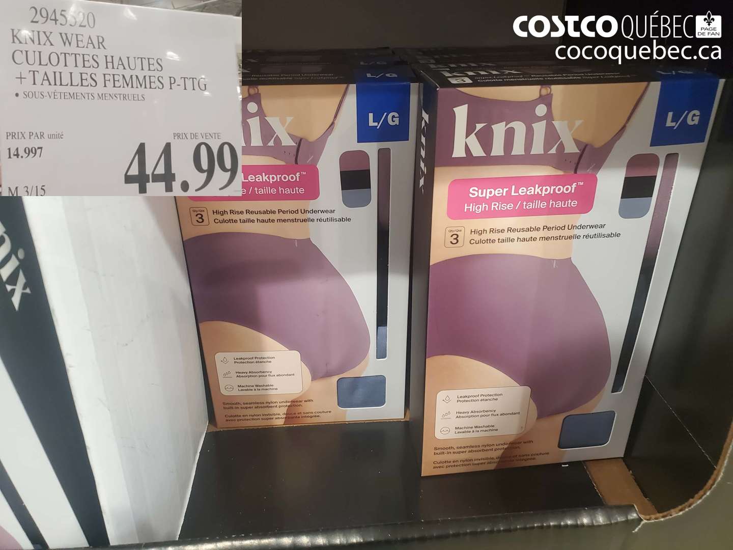 2945520 KNIX WEAR CULOTTES HAUTES + TAILLES FEMMES P-TTG $44.99