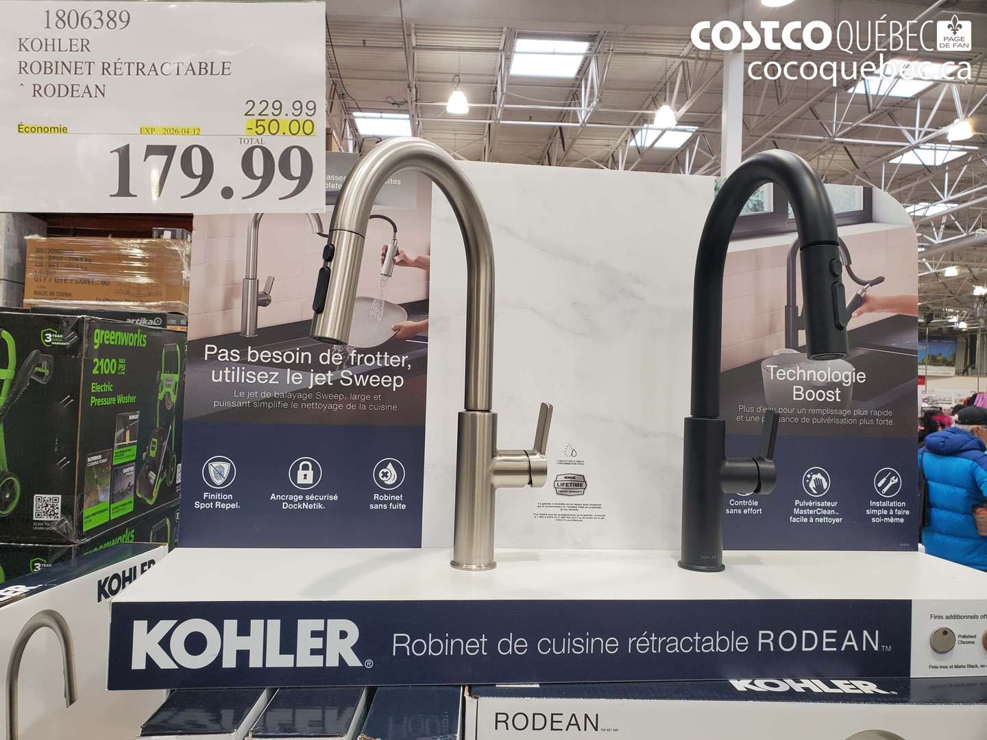 1806389 KOHLER ROBINET RÉTRACTABLE RODEAN ($50.00 INSTANT SAVINGS EXPIRES ON 2026-04-12) $179.99