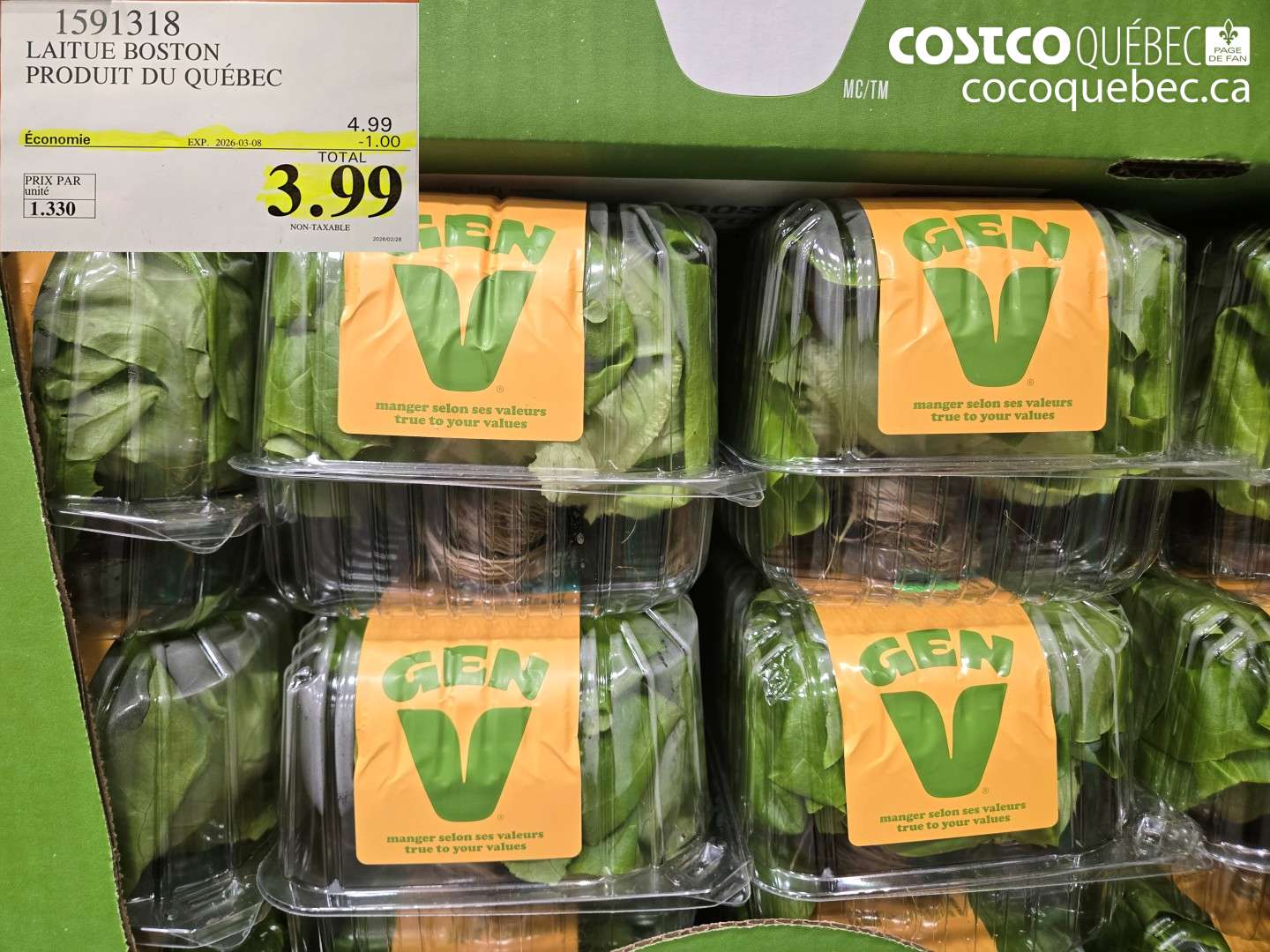 1591318 LAITUE BOSTON PRODUIT DU QUÉBEC ($1.00 INSTANT SAVINGS EXPIRES ON 2026-03-08) $3.99