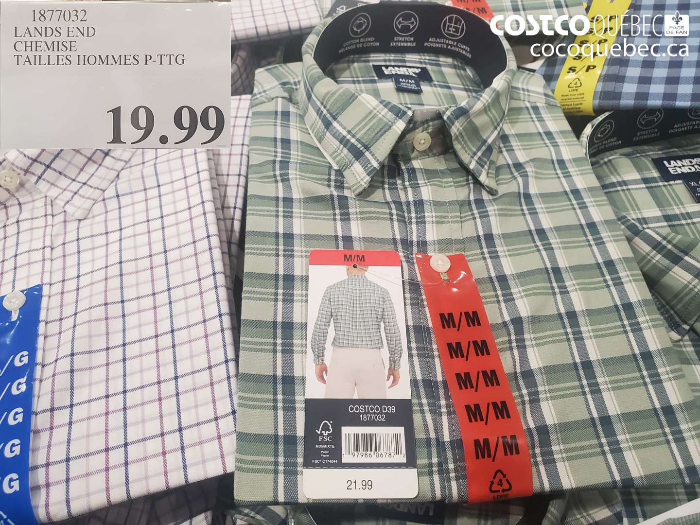 1877032 LANDS END CHEMISE TAILLES HOMMES P-TTG $19.99