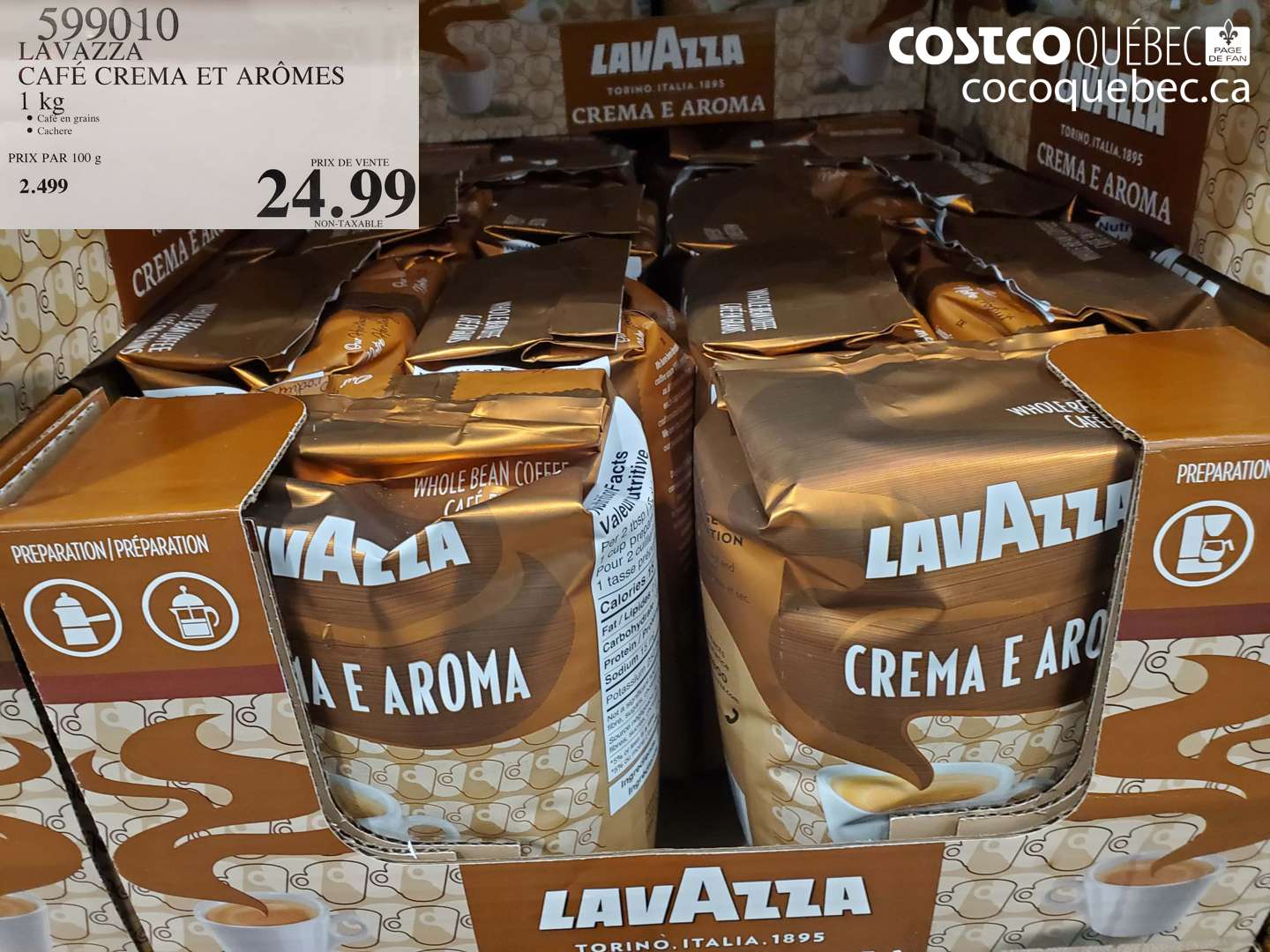 599010 LAVAZZA CAFÉ CREMA ET ARÔMES 1 KG $24.99