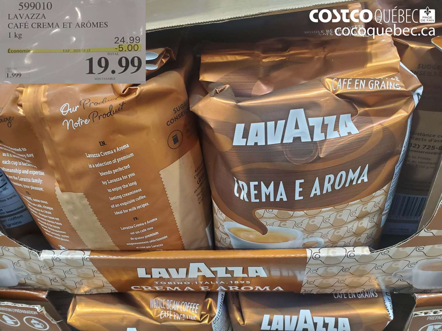 599010 LAVAZZA CAFÉ CREMA ET ARÔMES ($5.00 INSTANT SAVINGS EXPIRES ON 2026-03-15) $19.99