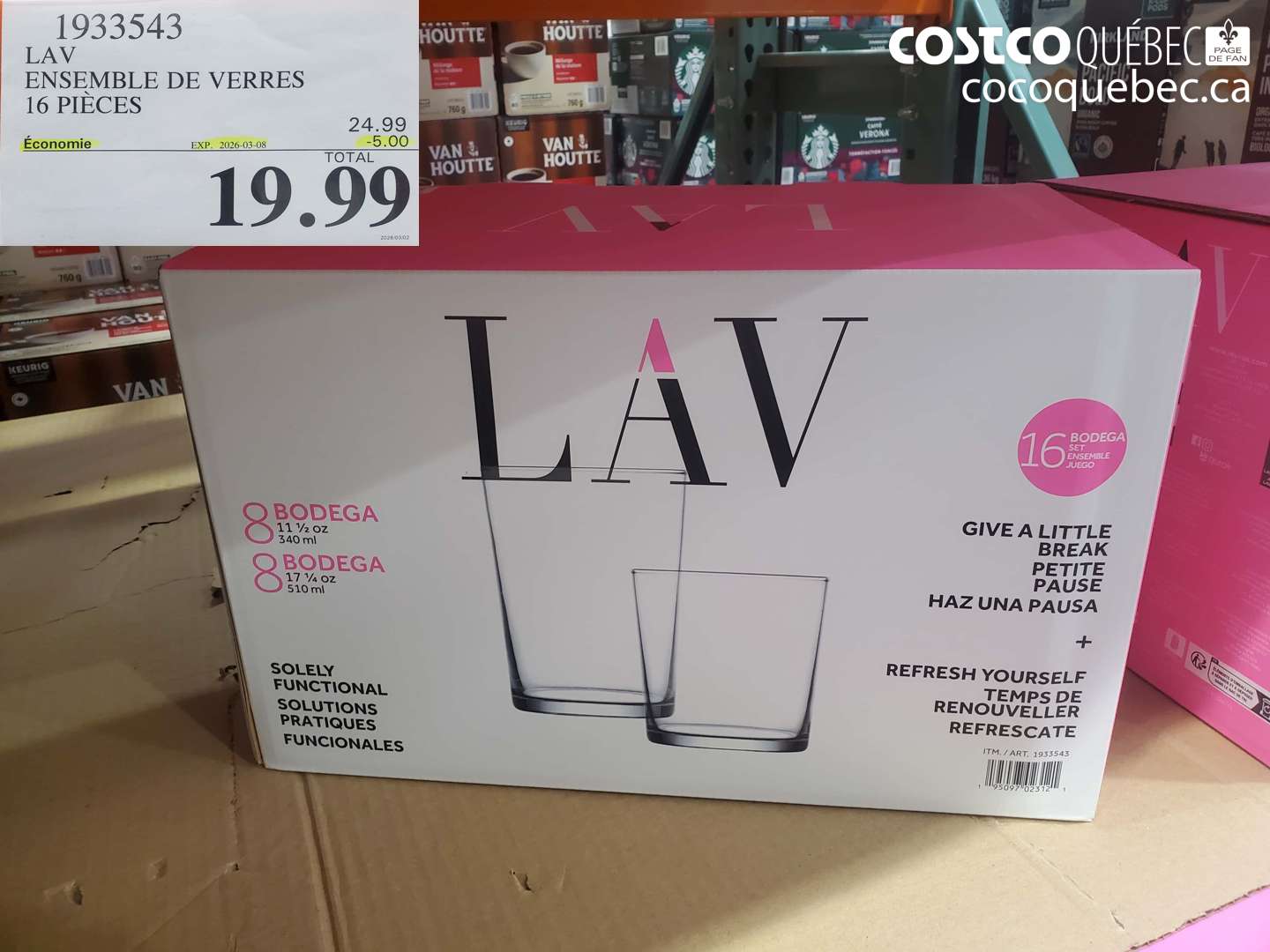 1933543 LAV ENSEMBLE DE VERRES 16 PIECES ($5.00 INSTANT SAVINGS EXPIRES ON 2026-03-08) $19.99