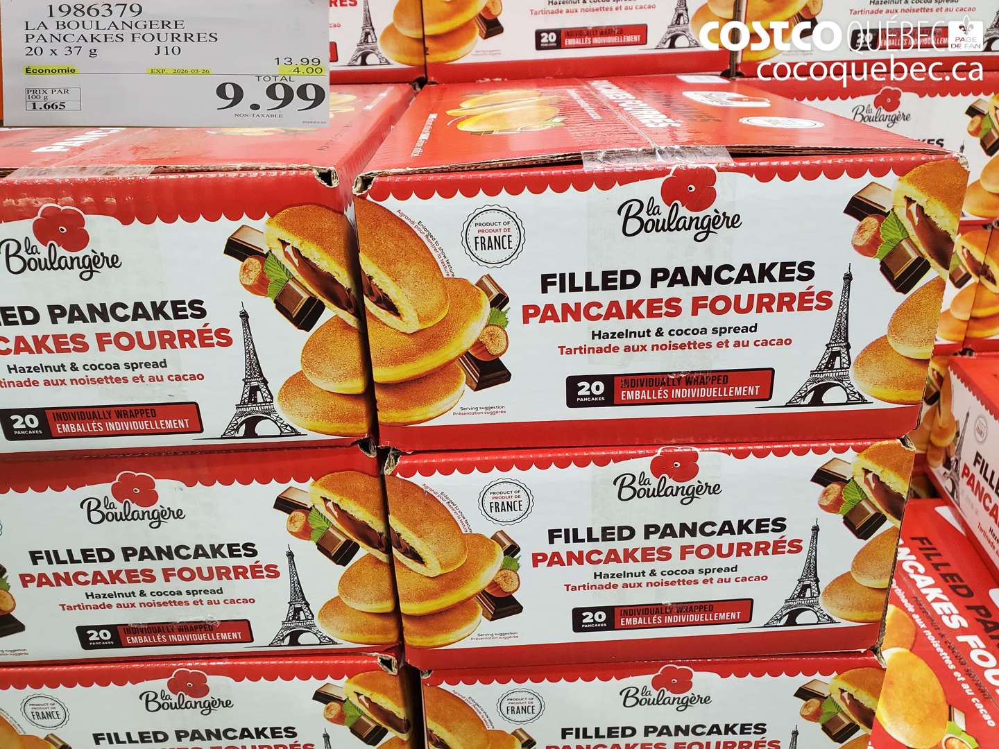 1986379 LA BOULANGERE PANCAKES FOURRES 20 X 37 G ($4.00 INSTANT SAVINGS EXPIRES ON 2026-03-26) $9.99