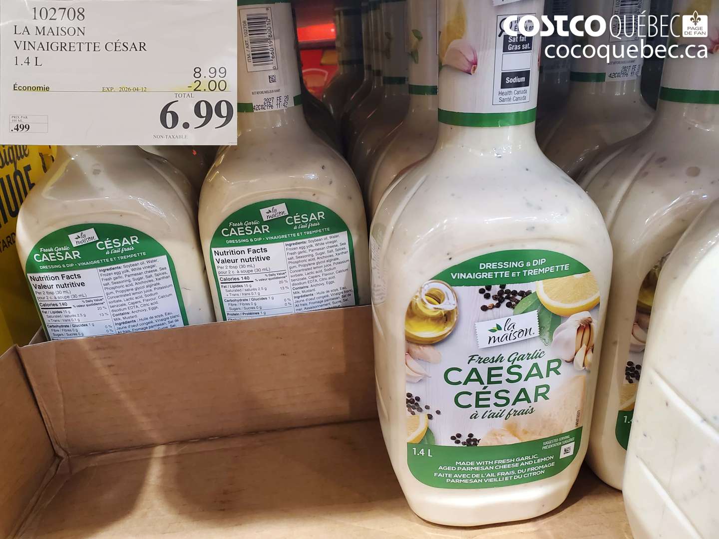 102708 LA MAISON VINAIGRETTE CÉSAR 1.4 L ($2.00 INSTANT SAVINGS EXPIRES ON 2026-04-12) $6.99