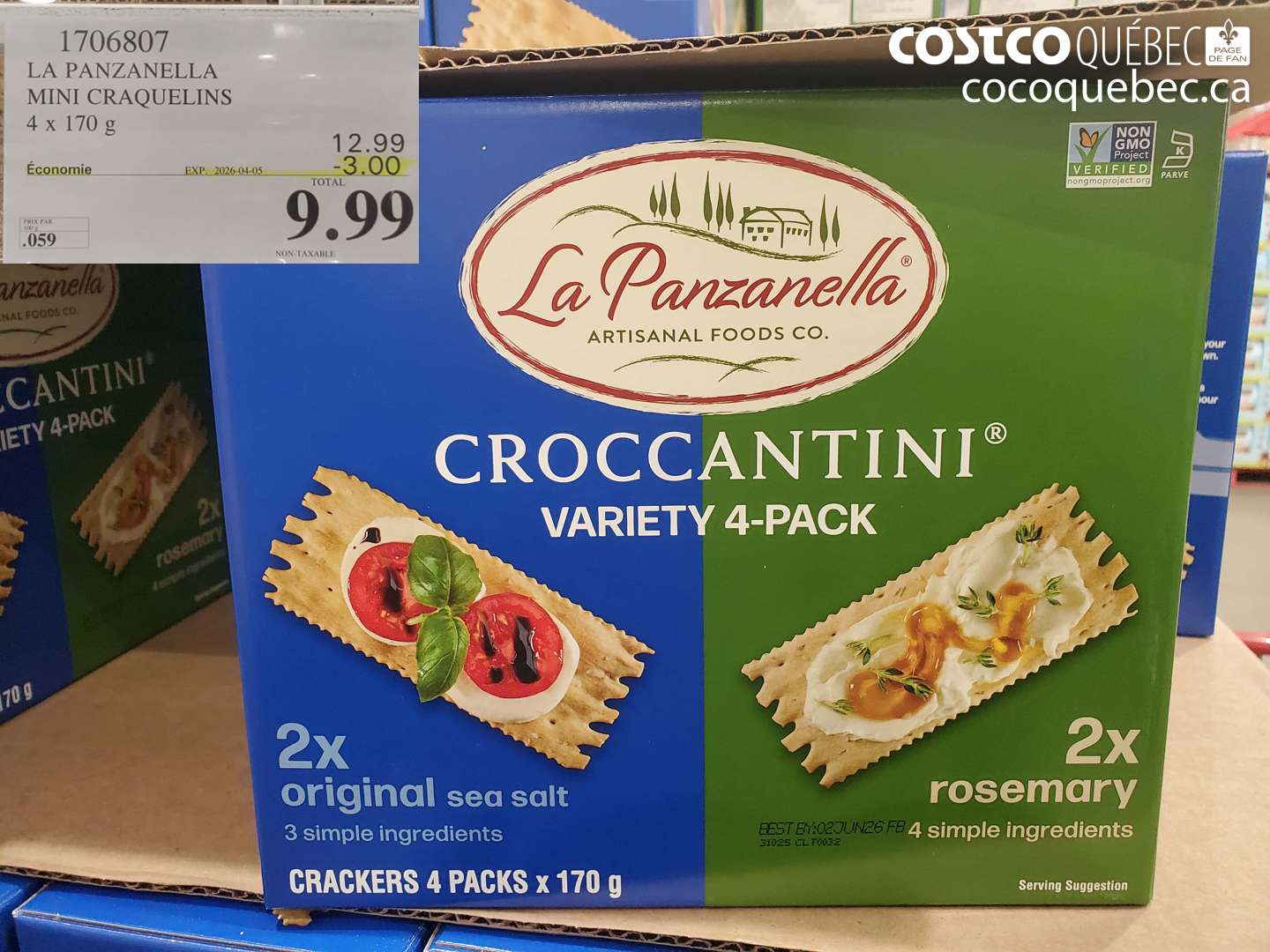 1706807 LA PANZANELLA MINI CRAQUELINS 4 X 170 G ($3.00 INSTANT SAVINGS EXPIRES ON 2026-04-05) $9.99