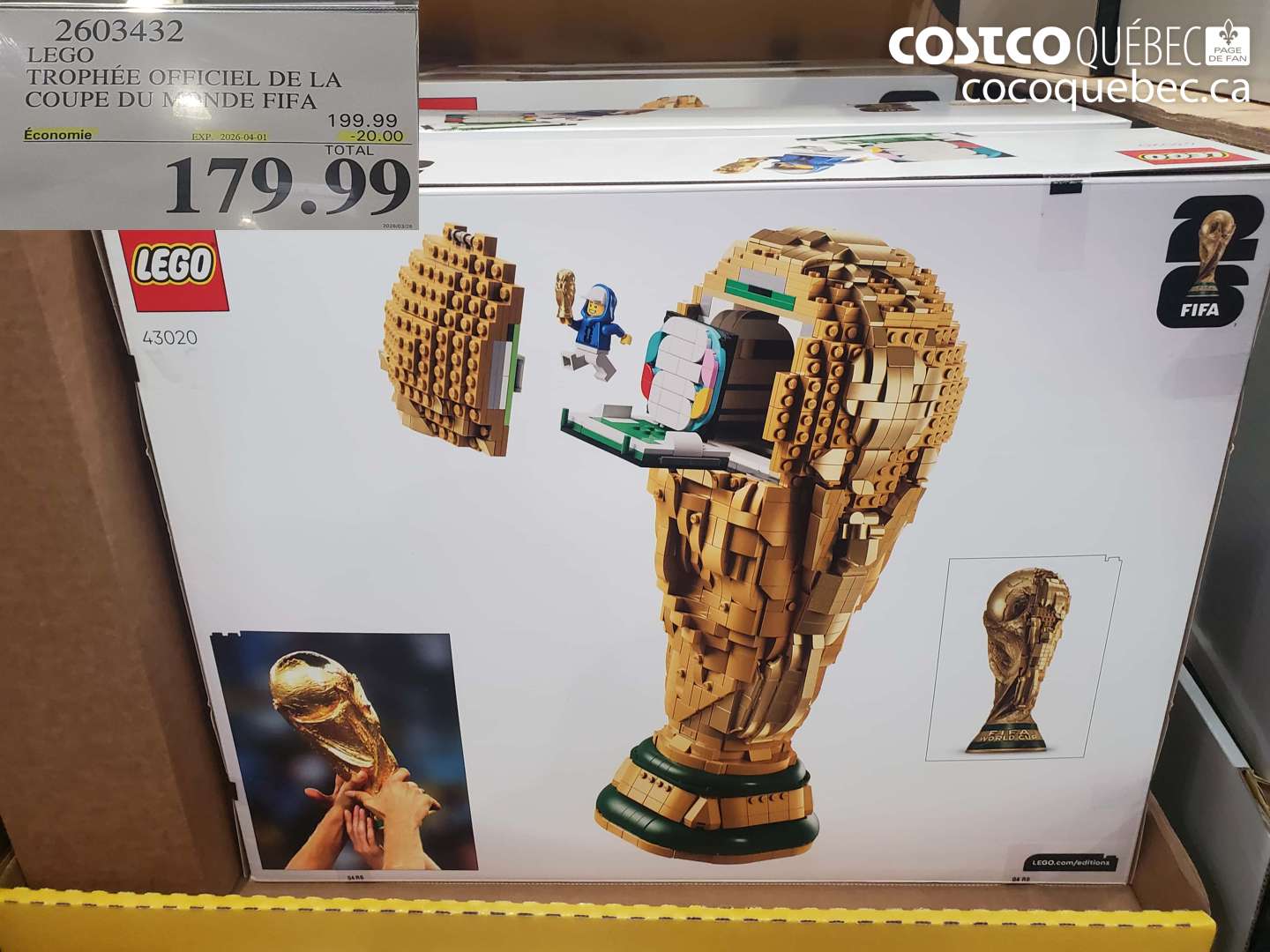 2603432 LEGO TROPHÉE OFFICIEL DE LA COUPE DU MONDE FIFA ($20.00 INSTANT SAVINGS EXPIRES ON 2026-04-01) $179.99