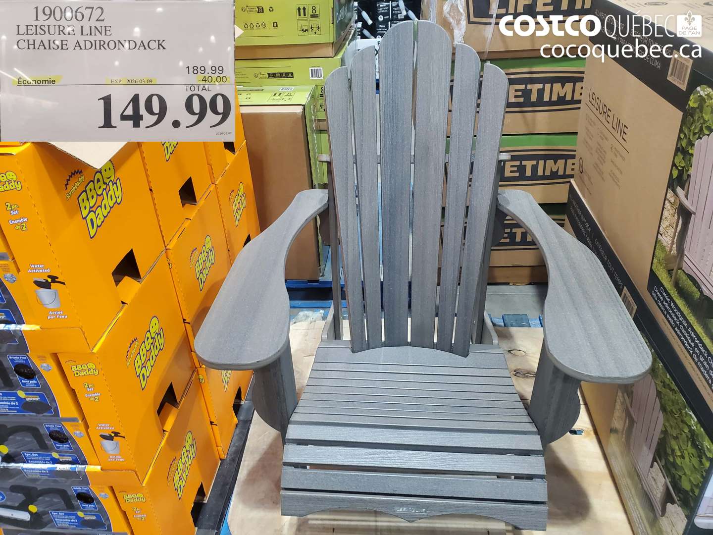 1900672 LEISURE LINE CHAISE ADIRONDACK ($40.00 INSTANT SAVINGS EXPIRES ON 2026-03-09) $149.99