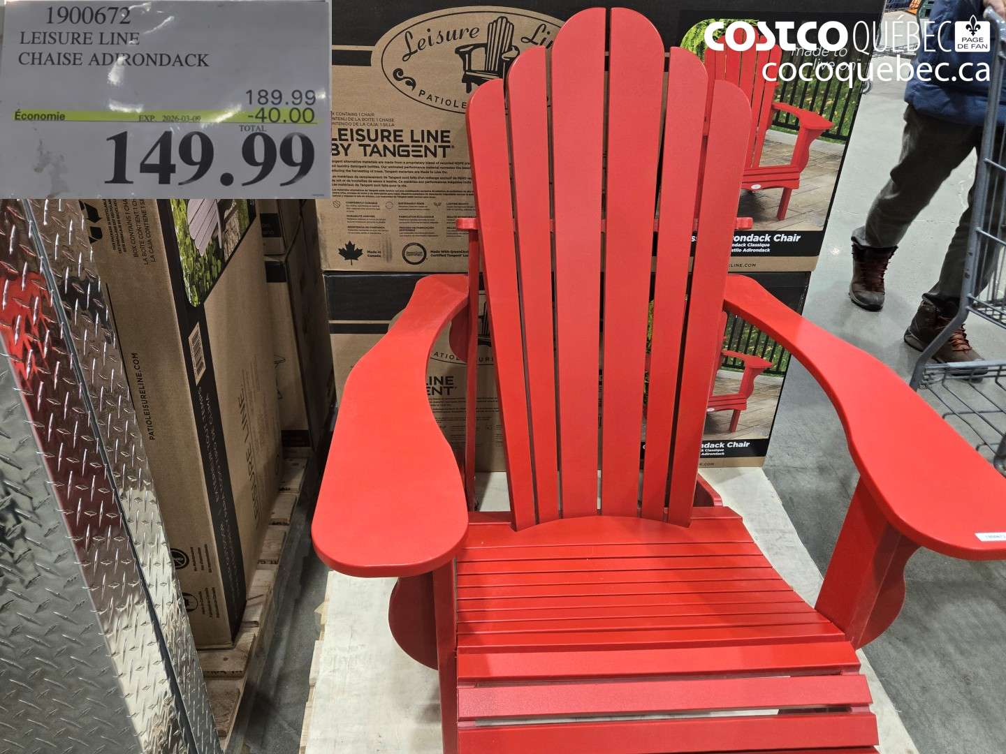 1900672 LEISURE LINE CHAISE ADIRONDACK ($40.00 INSTANT SAVINGS EXPIRES ON 2026-03-09) $149.99