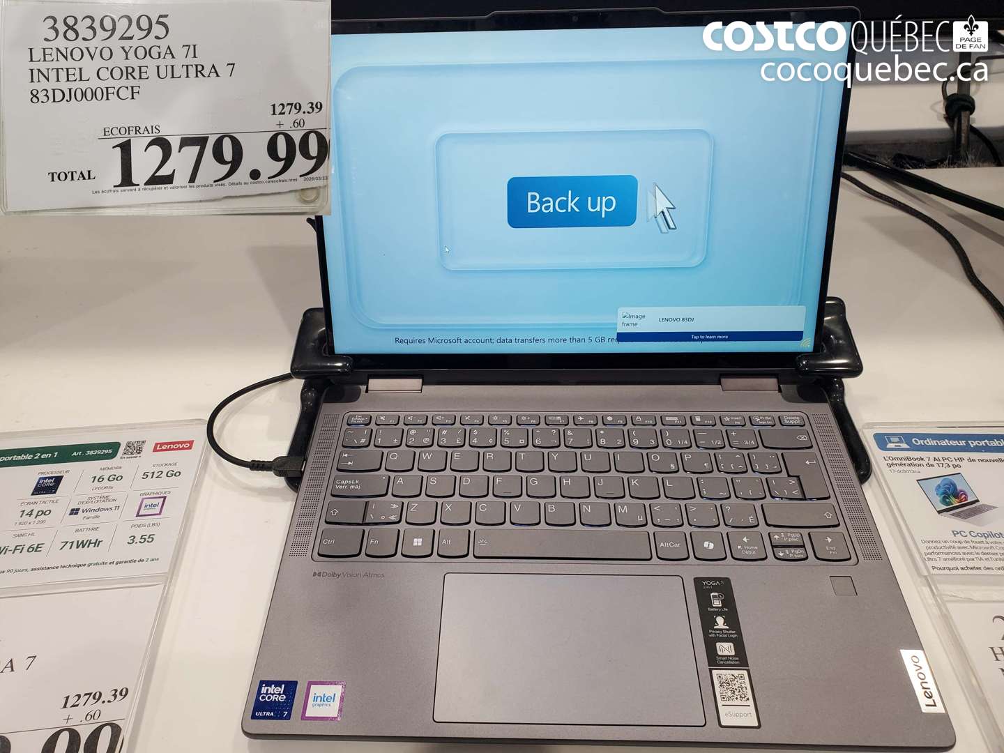 3839295 LENOVO YOGA 7I INTEL CORE ULTRA 7 83DJ000FCF $1279.99