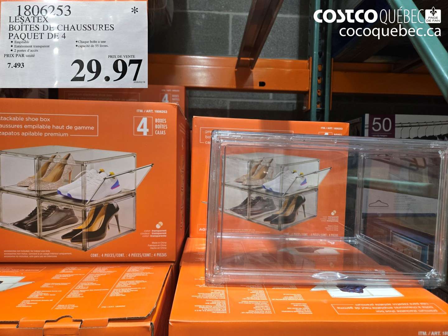 1806253 LESATEX BOÎTES DE CHAUSSURES PAQUET DE 4 $29.97