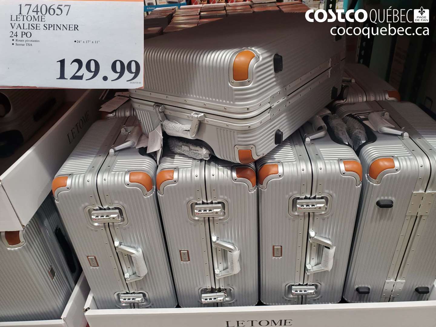 1740657 LETOME VALISE SPINNER 24 PO $129.99