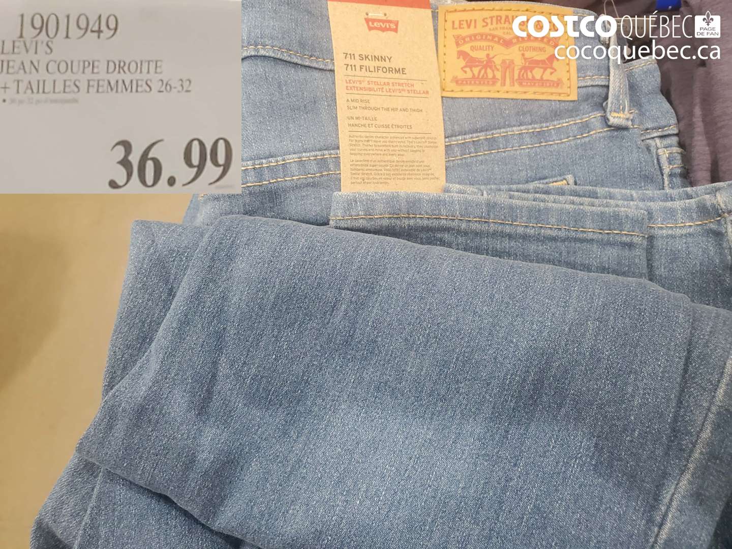 1901949 LEVI'S JEAN COUPE DROITE TAILLES FEMMES 26-32 $36.99