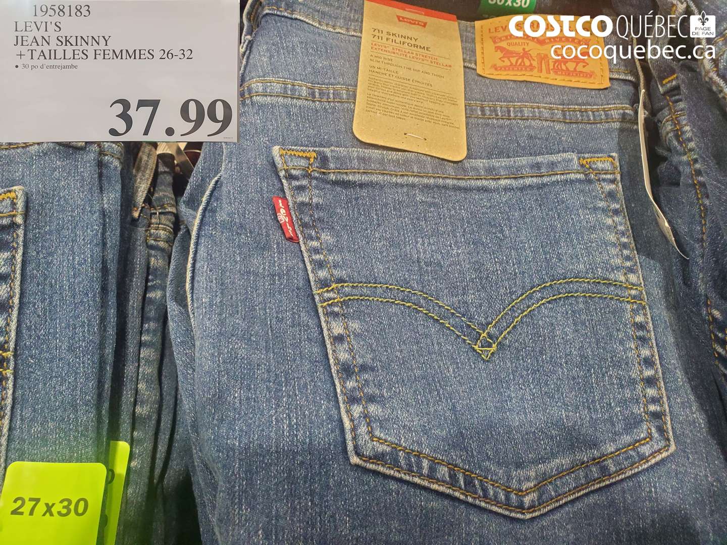 1958183 LEVI'S JEAN SKINNY +TAILLES FEMMES 26-32 $37.99