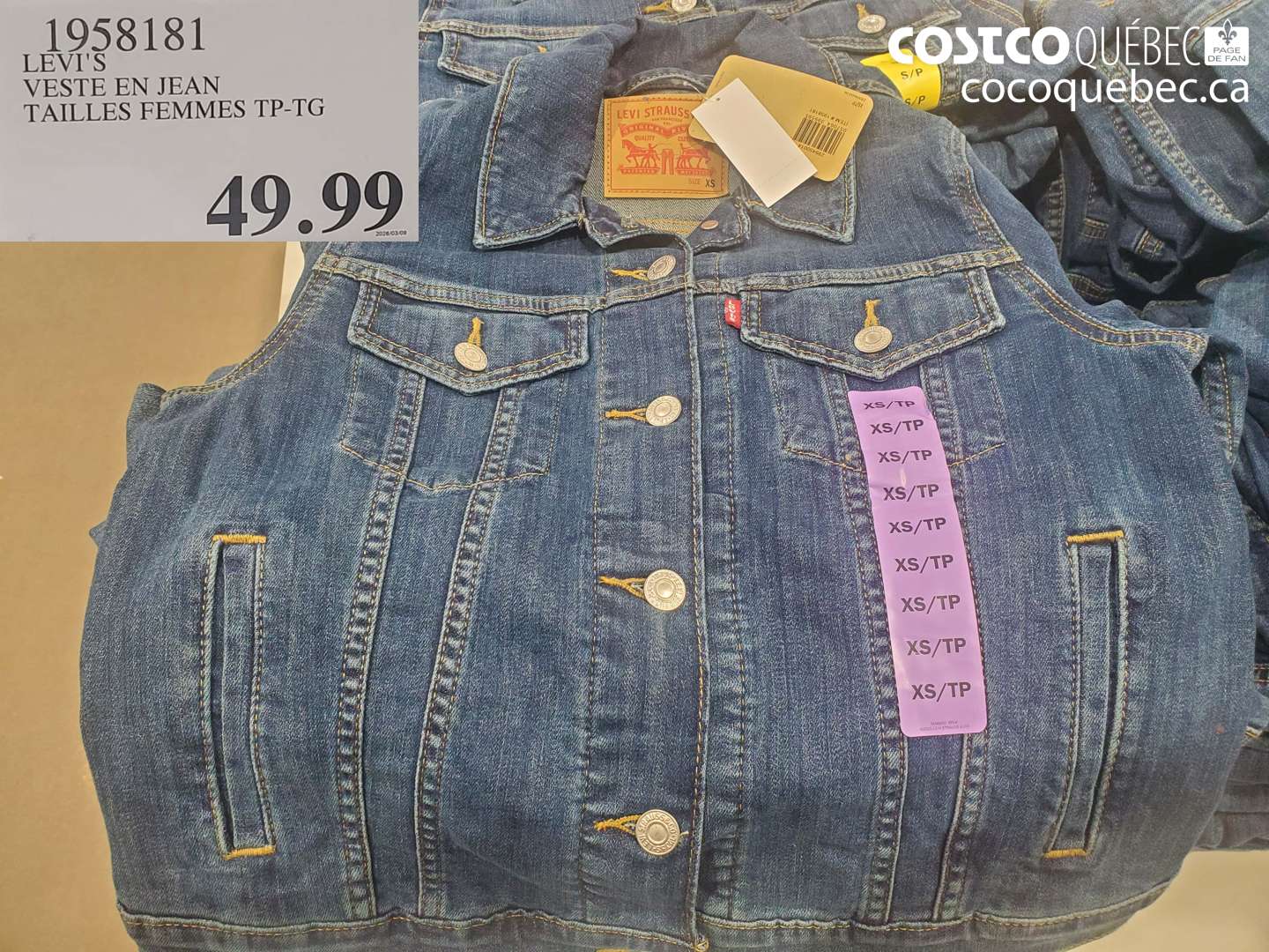 1958181 LEVI'S VESTE EN JEAN TAILLES FEMMES TP-TG $49.99