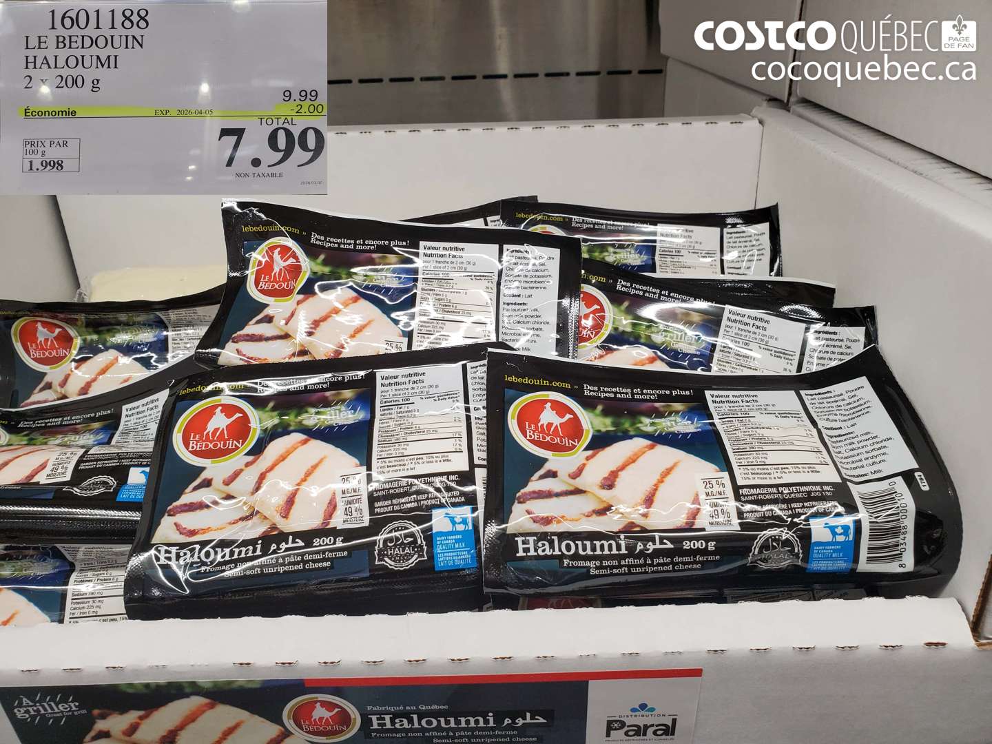 1601188 LE BEDOUIN HALOUMI 2 X 200 G ($2.00 INSTANT SAVINGS EXPIRES ON 2026-04-05) $7.99