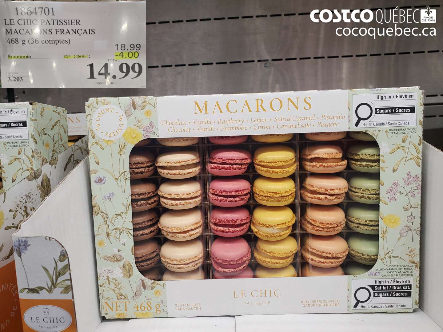 1864701 LE CHIC PATISSIER MACARONS FRANÇAIS 468 G (36 COMPTES) ($4.00 INSTANT SAVINGS EXPIRES ON 2026-04-12) $14.99