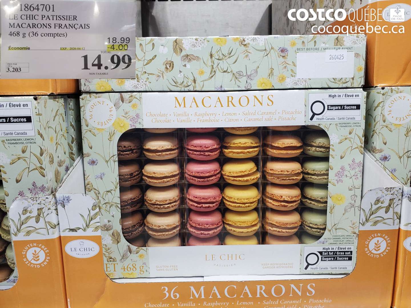 1864701 LE CHIC PATISSIER MACARONS FRANÇAIS 468 G (36 COMPTES) ($4.00 INSTANT SAVINGS EXPIRES ON 2026-04-12) $14.99