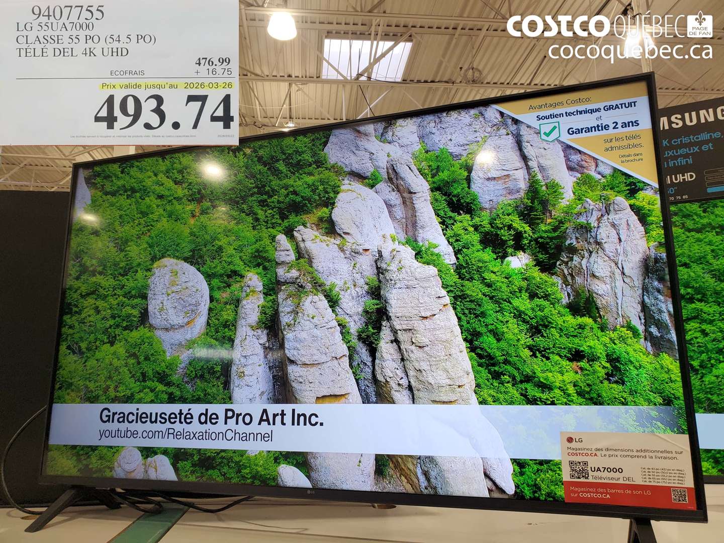 9407755 LG 55U A7000 CLASSE 55 PO (54.5 PO) TÉLÉ DEL 4K UHD (EXPIRES ON 2026-03-26) $493.74