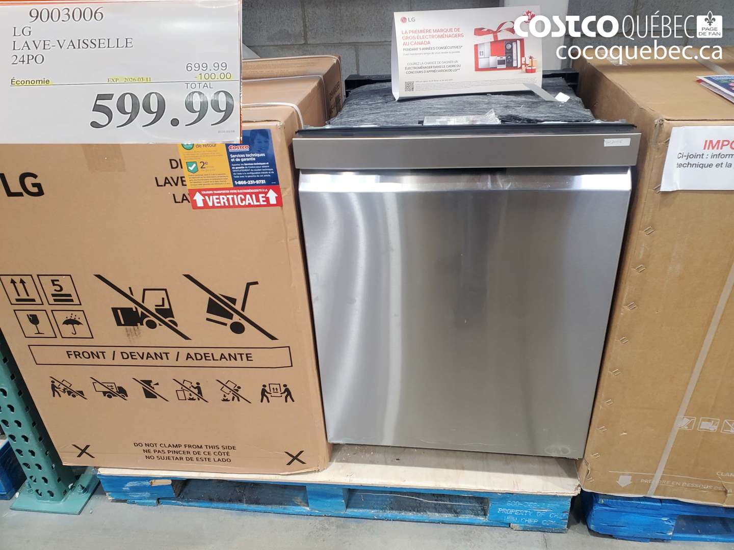 9003006 LG LAVE-VAISSELLE 24PO ($100.00 INSTANT SAVINGS EXPIRES ON 2026-03-11) $599.99