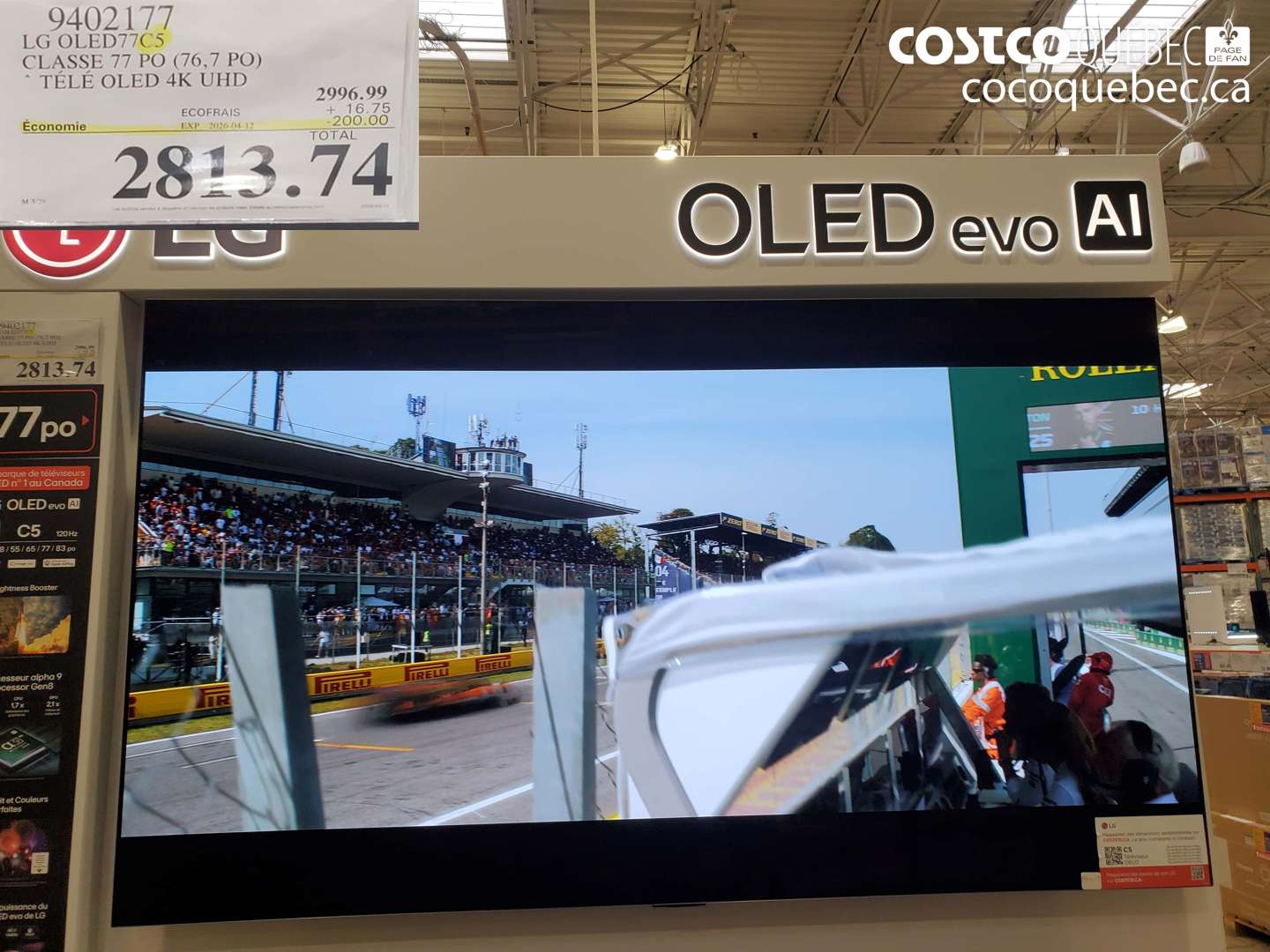 9402177 LG OLED77C5 TELEVISION 4K UHD ($200.00 INSTANT SAVINGS EXPIRES ON 2026-04-12) $2813.74