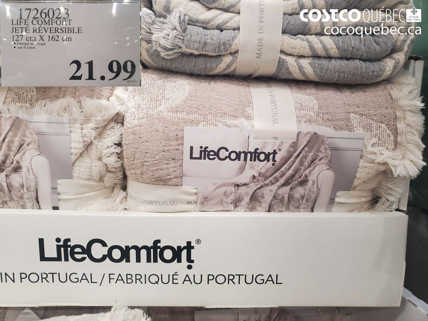 1726023 LIFE COMFORT JETÉ RÉVERSIBLE 127 CM X 162 CM $21.99