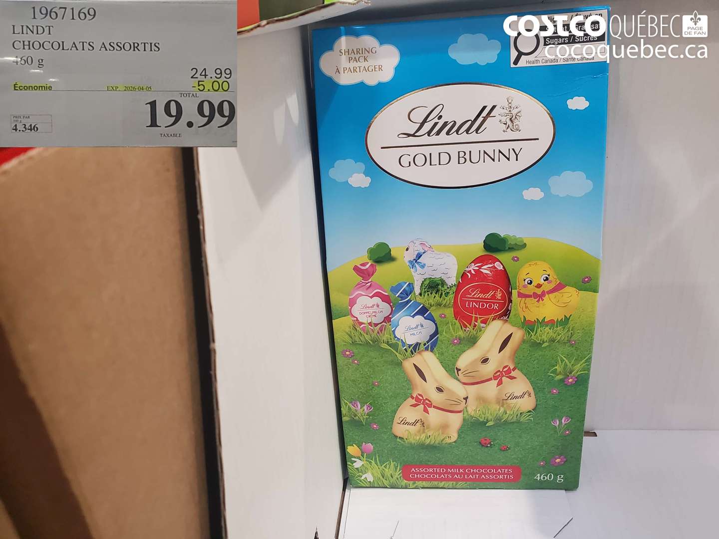 1967169 LINDT CHOCOLATS ASSORTIS 450 G ($5.00 INSTANT SAVINGS EXPIRES ON 2026-04-05) $19.99