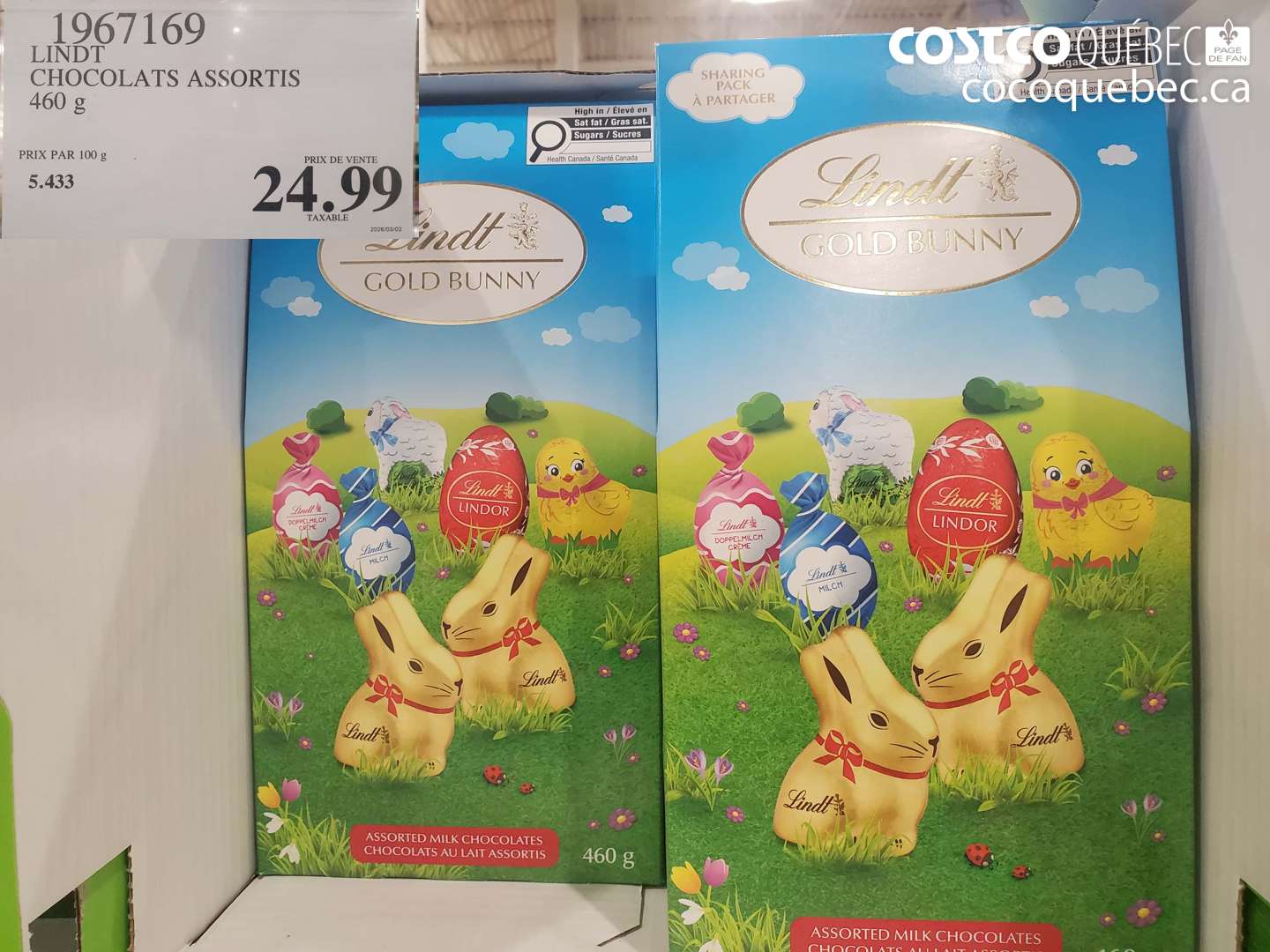 1967169 LINDT CHOCOLATS ASSORTIS 460 G $24.99