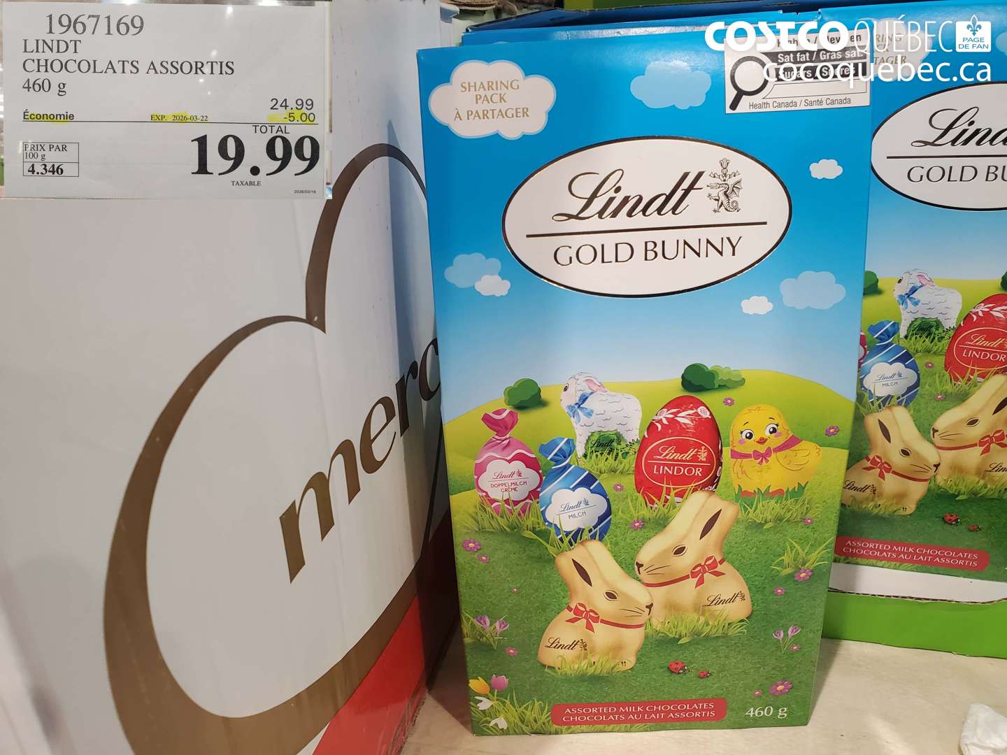 1967169 LINDT CHOCOLATS ASSORTIS 460 G ($5.00 INSTANT SAVINGS EXPIRES ON 2026-03-22) $19.99