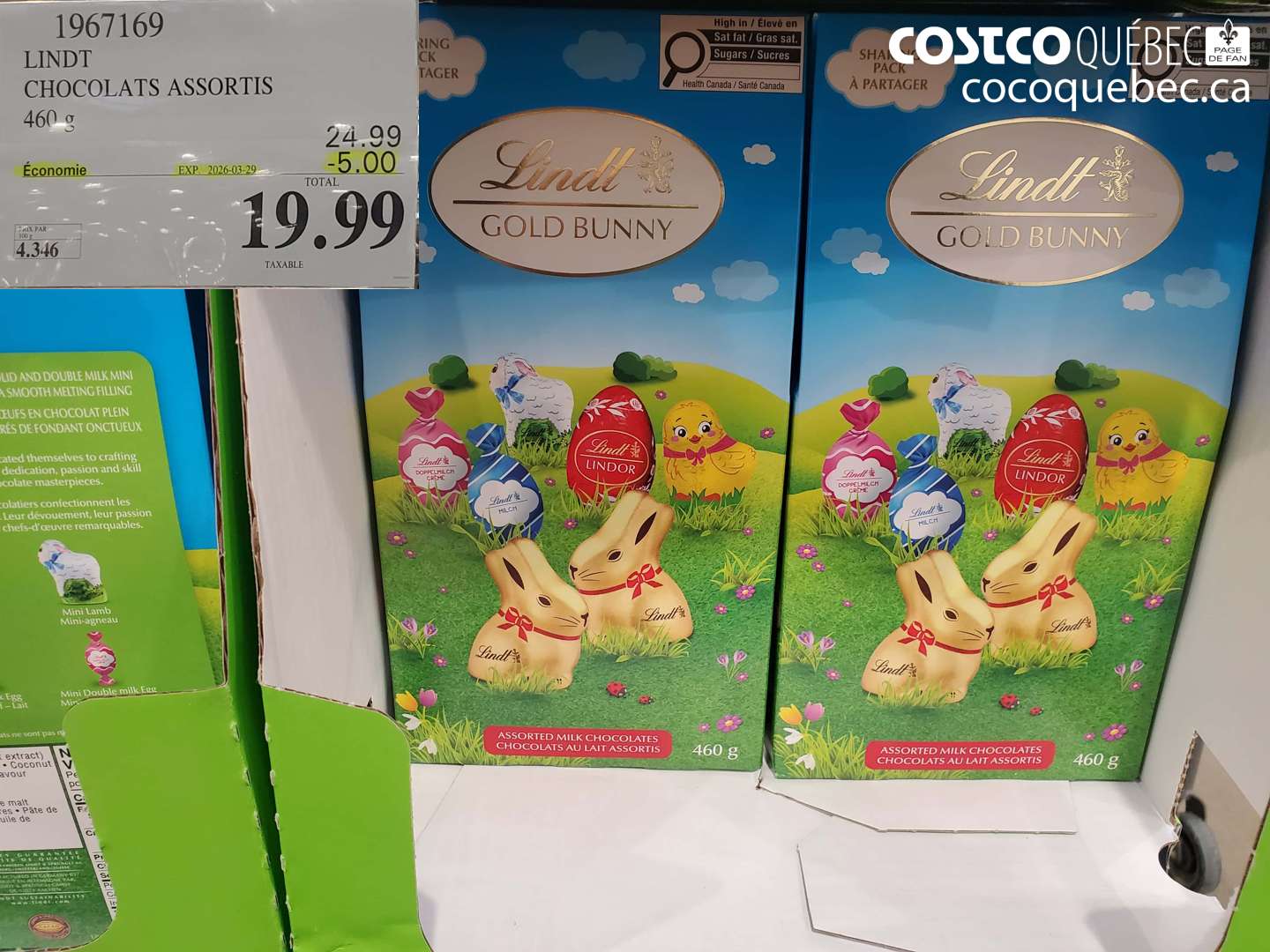 1967169 LINDT CHOCOLATS ASSORTIS 460 G ($5.00 INSTANT SAVINGS EXPIRES ON 2026-03-29) $19.99