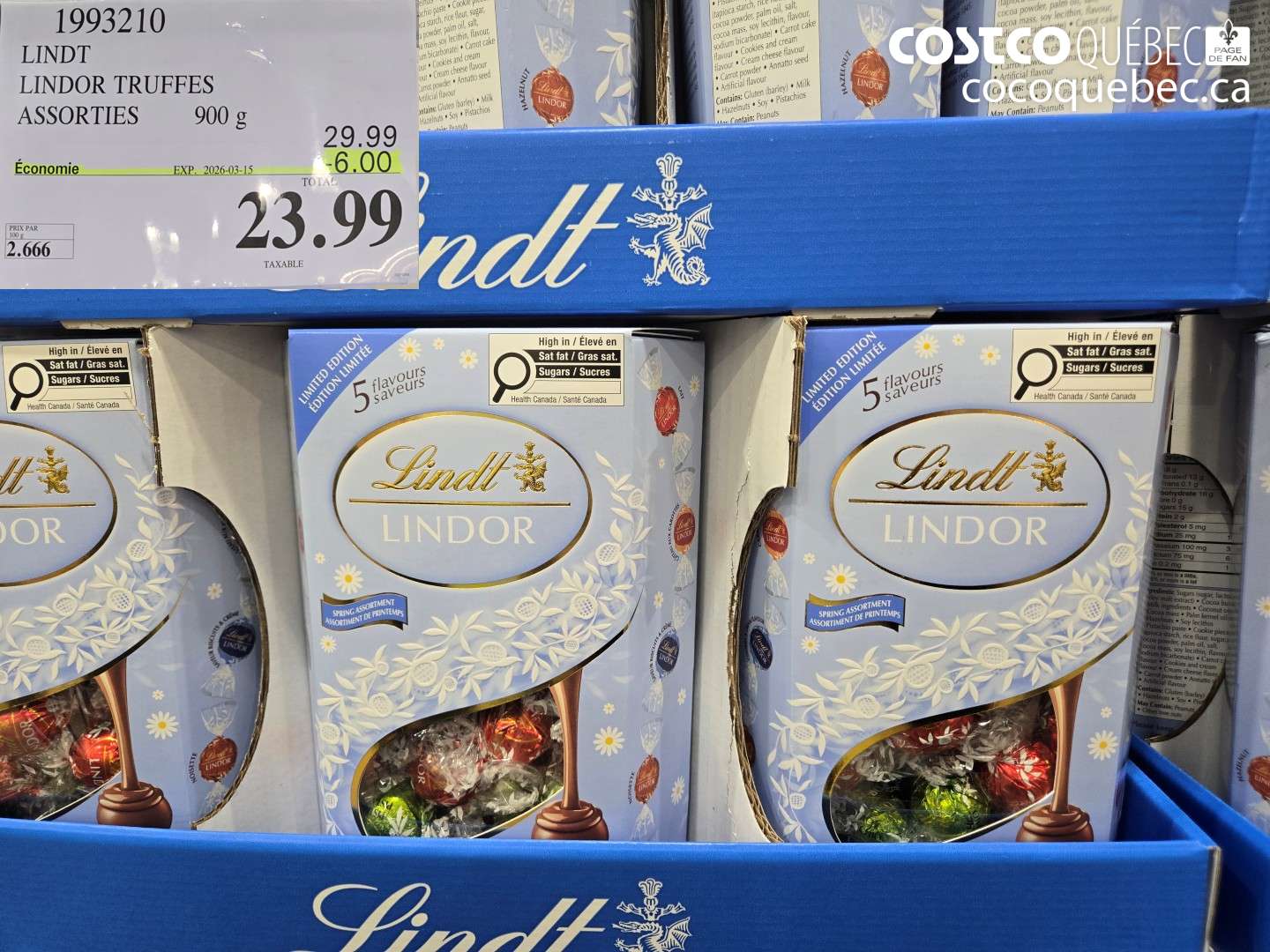 1993210 LINDT LINDOR TRUFFES ASSORTIES ($6.00 INSTANT SAVINGS EXPIRES ON 2026-03-15) $23.99