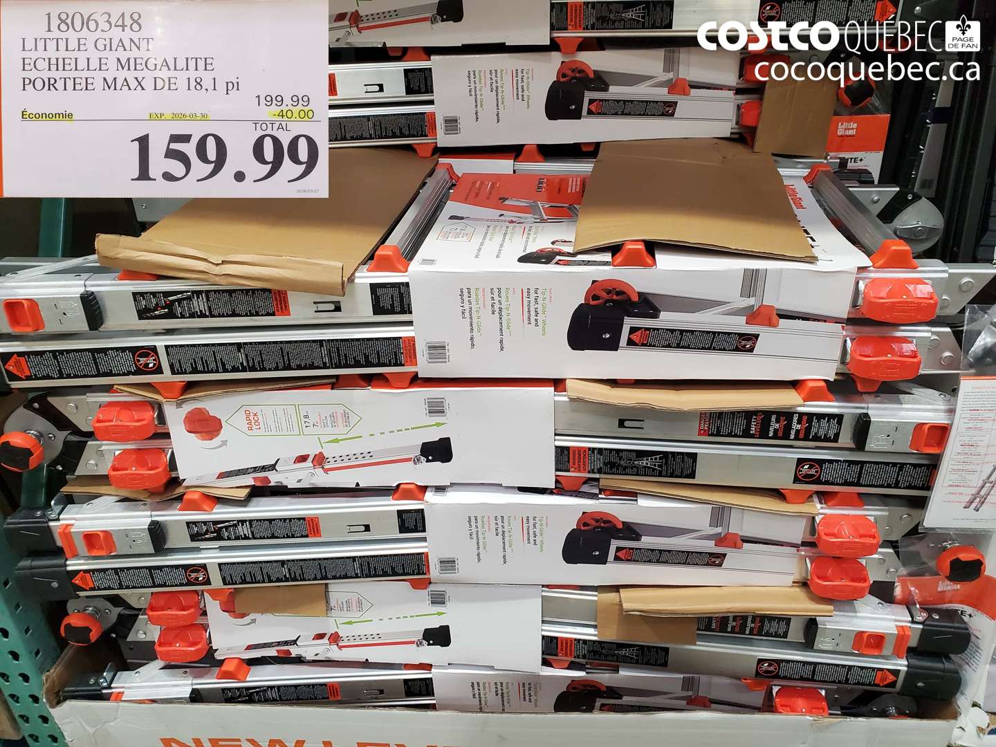 1806348 LITTLE GIANT ECHELLE MEGALITE PORTEE MAX DE 18,1 PI ($40.00 INSTANT SAVINGS EXPIRES ON 2026-03-30) $159.99