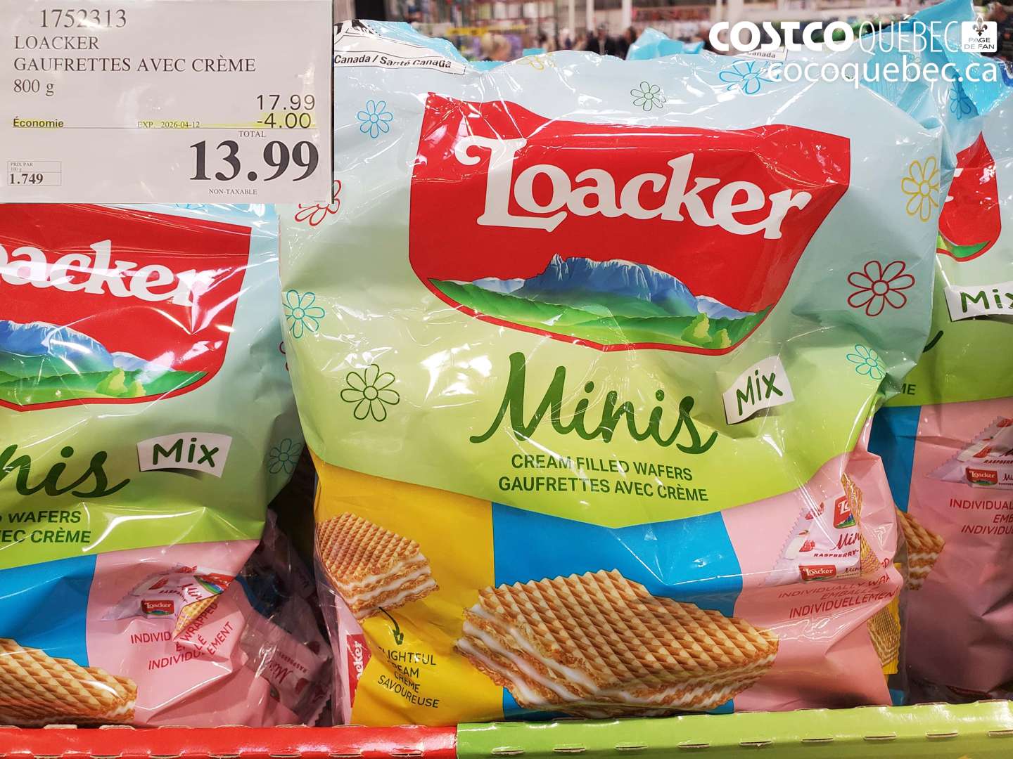 1752313 LOACKER GAUFRETTES AVEC CREME 800 G ($4.00 INSTANT SAVINGS EXPIRES ON 2026-04-12) $13.99