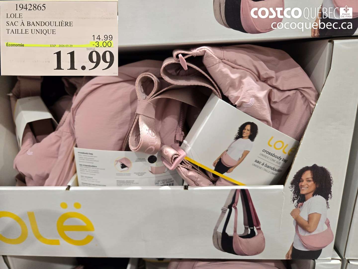 1942865 LOLE SAC A BANDOULIERE TAILLE UNIQUE ($3.00 INSTANT SAVINGS EXPIRES ON 2026-03-29) $11.99