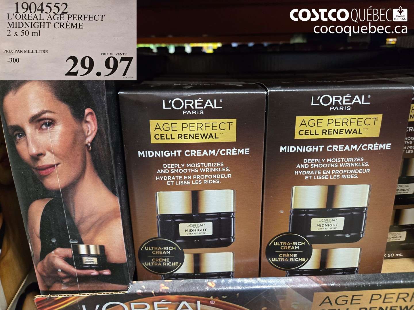 19045552 L'OREAL AGE PERFECT MIDNIGHT CRÈME 2 X 50 ML $29.97